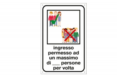 Cartello segnaletico ingresso permesso ad un massimo di persone COVID-19 (06-003741)