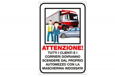 Cartello segnaletico comunicazione per corrieri e clienti COVID-19 (06-003748)